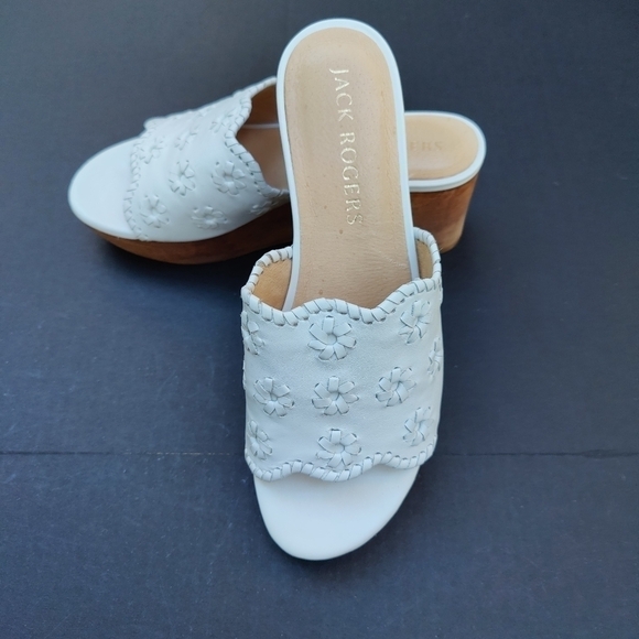JACK ROGERS Rory Wedge White Floral Women's Slip-On Size 8 - Picture 4 of 10